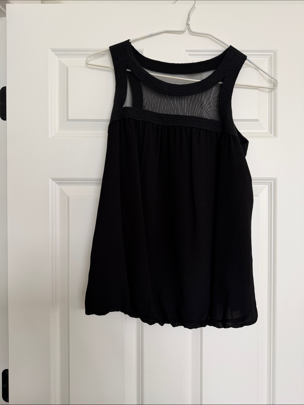 Studio M Black Mesh Yoke Tank Top